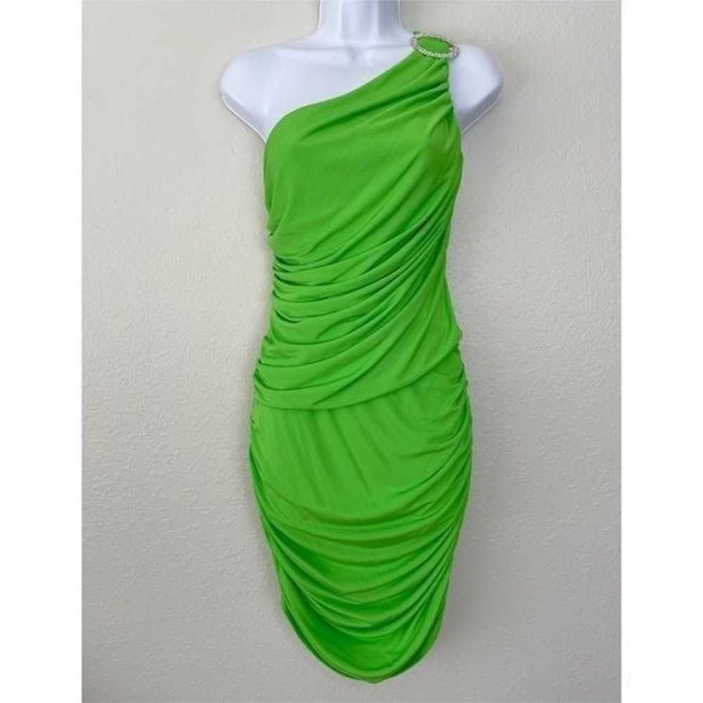 Ramy Brook green dolly one shoulder ruched mini d… - image 1