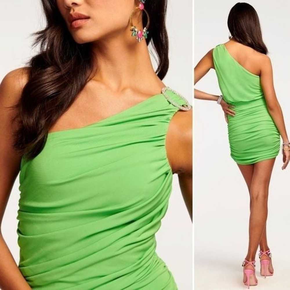 Ramy Brook green dolly one shoulder ruched mini d… - image 3