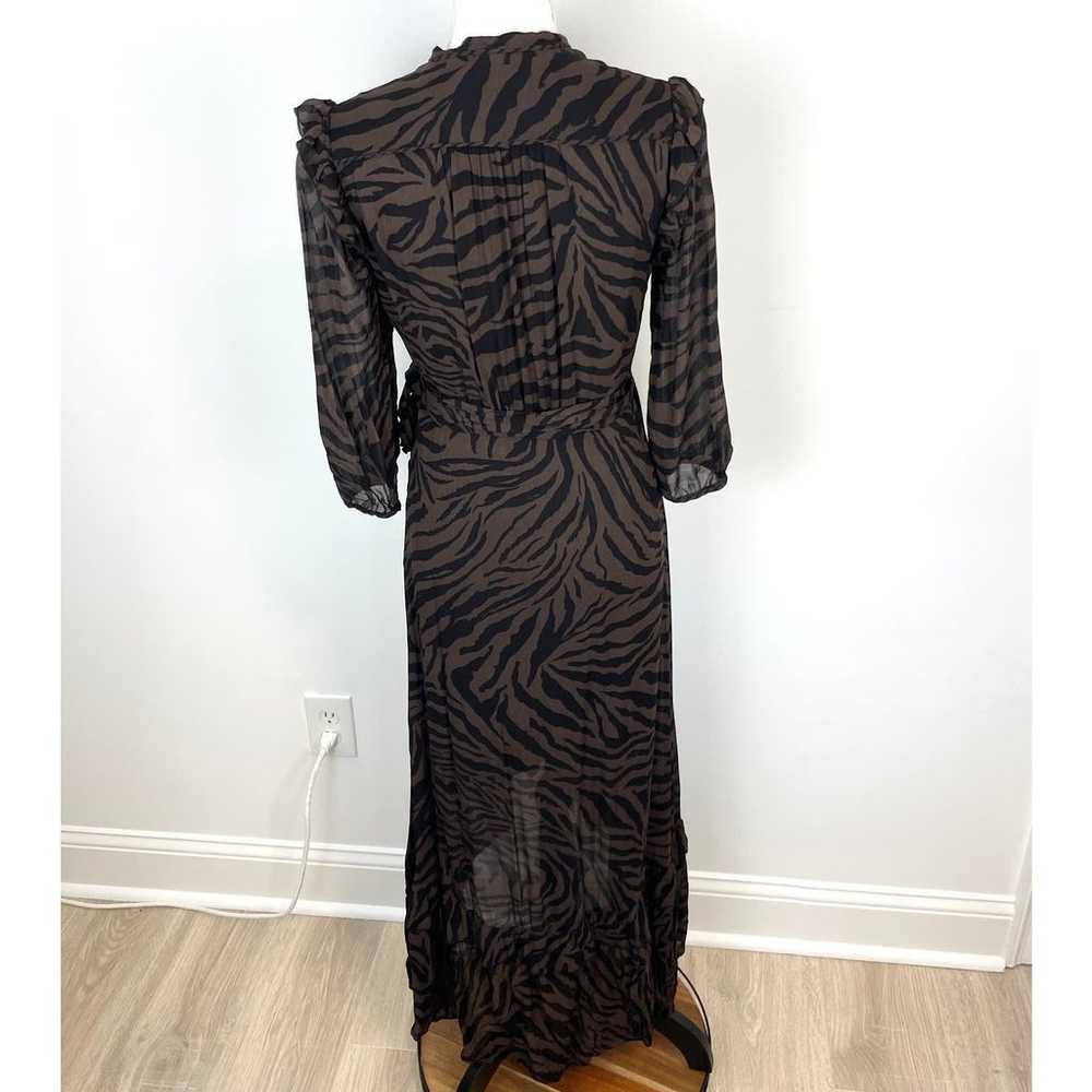 ba&sh Selena V Neck Wrap Dress In Brown Black Zeb… - image 8