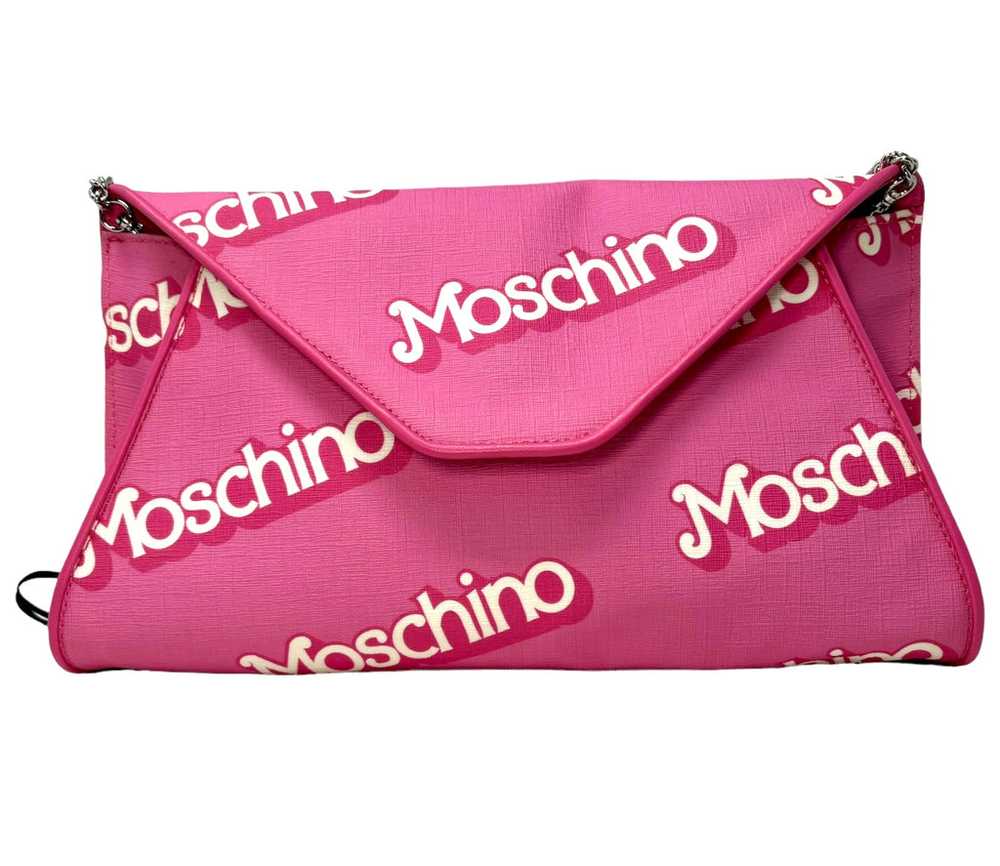 Moschino Barbie Pink Saffiano Leather Clutch with… - image 1