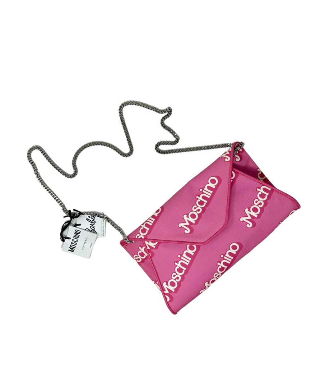 Moschino Barbie Pink Saffiano Leather Clutch with… - image 3
