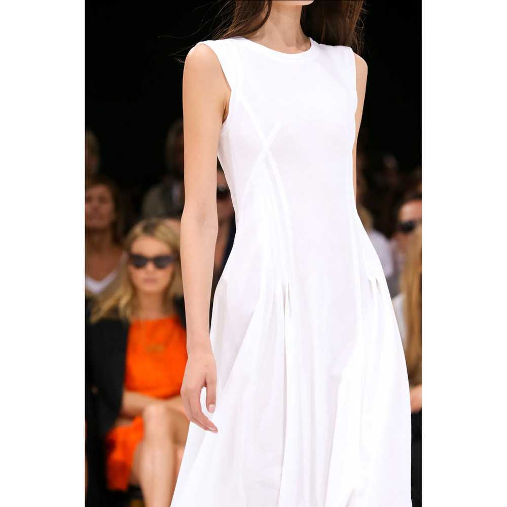 White Cotton Sleeveless Pleated Midi Dress - image 6