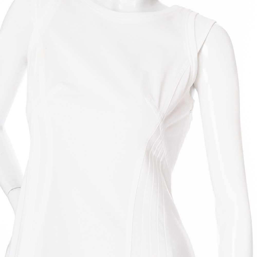 White Cotton Sleeveless Pleated Midi Dress - image 7