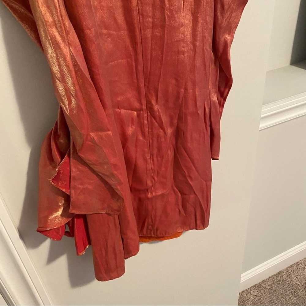 ELLIATT Orange Iridescent Puff Sleeve Mini Dress … - image 5