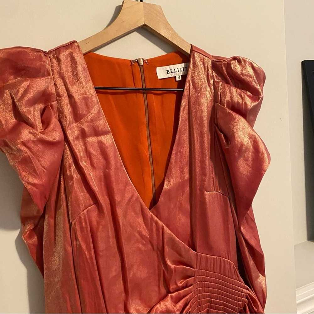 ELLIATT Orange Iridescent Puff Sleeve Mini Dress … - image 6