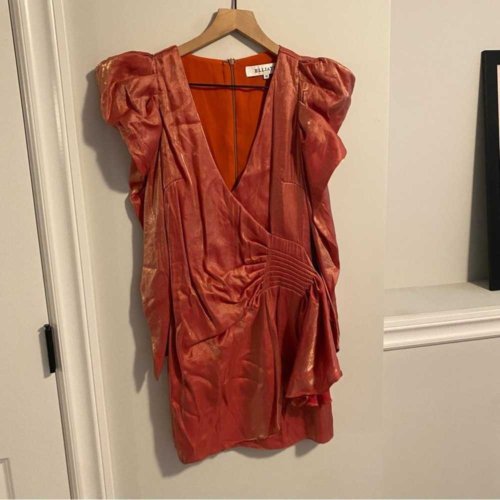 ELLIATT Orange Iridescent Puff Sleeve Mini Dress … - image 8