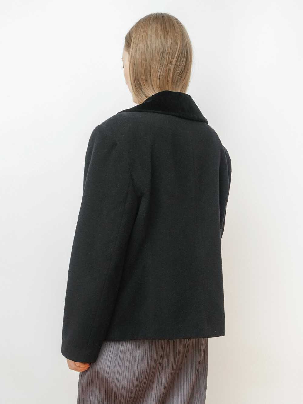 Black Wool Double Breasted Jacket with Velvet Col… - image 4