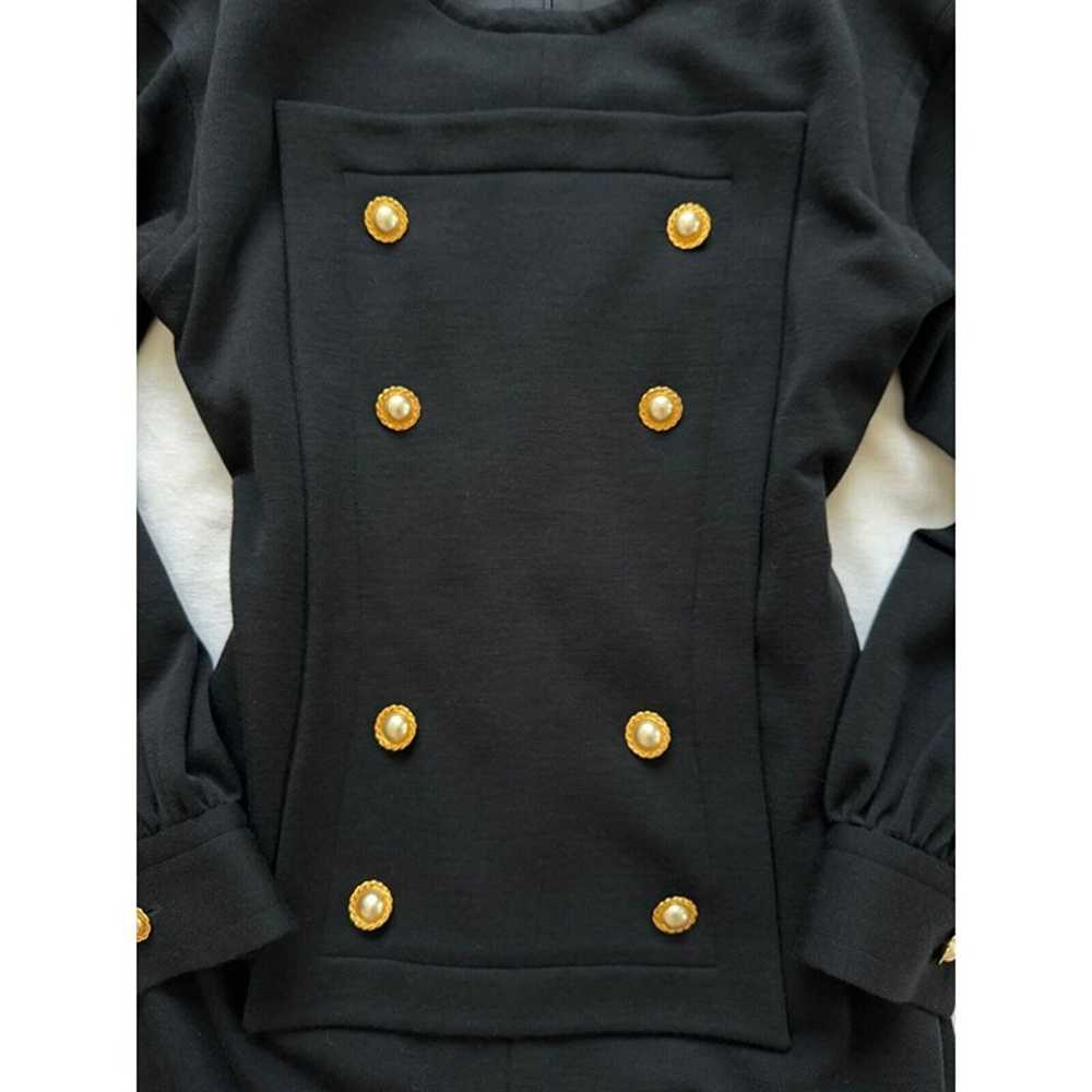Vintage Givenchy Black Wool Gold/Pearl Buttoned L… - image 12