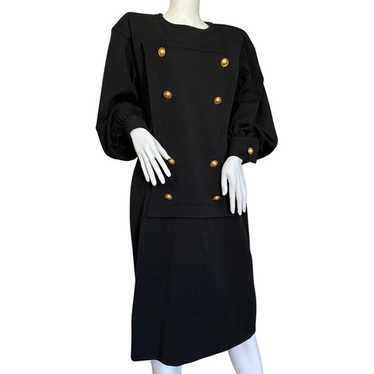 Vintage Givenchy Black Wool Gold/Pearl Buttoned L… - image 1