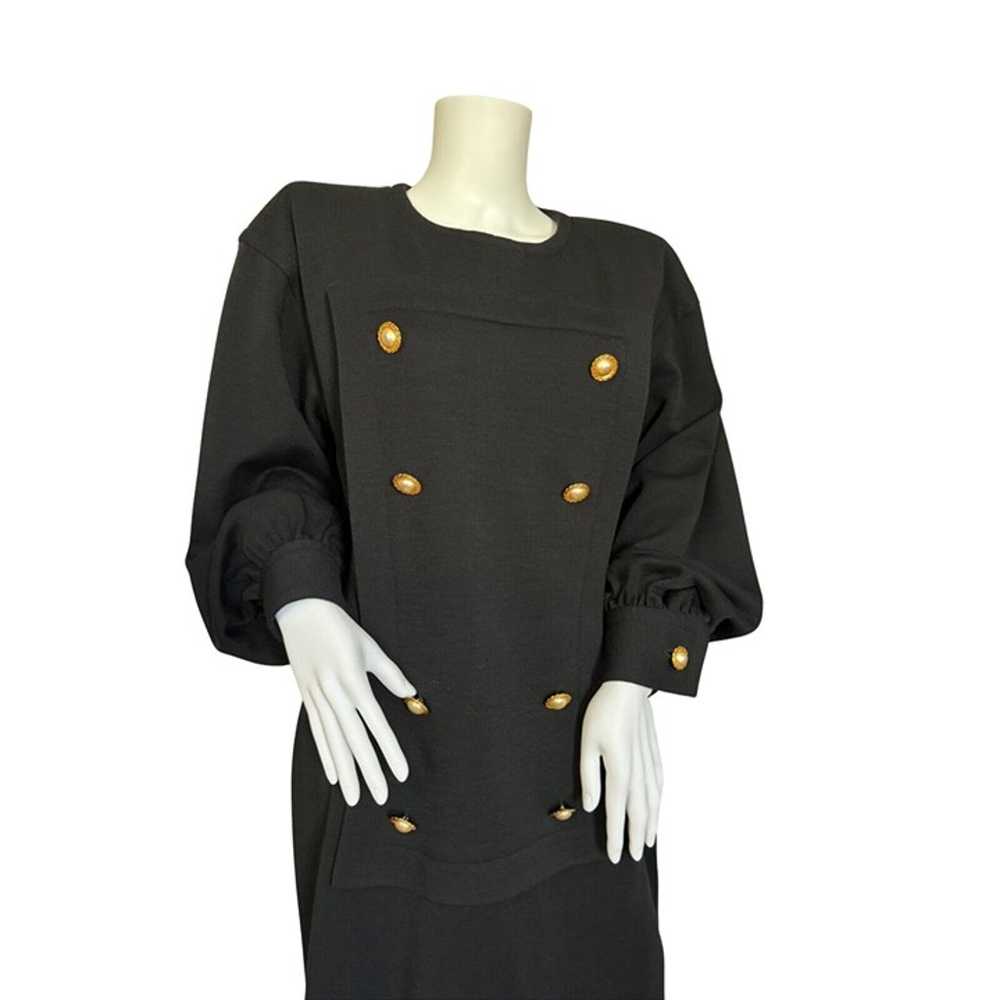 Vintage Givenchy Black Wool Gold/Pearl Buttoned L… - image 2