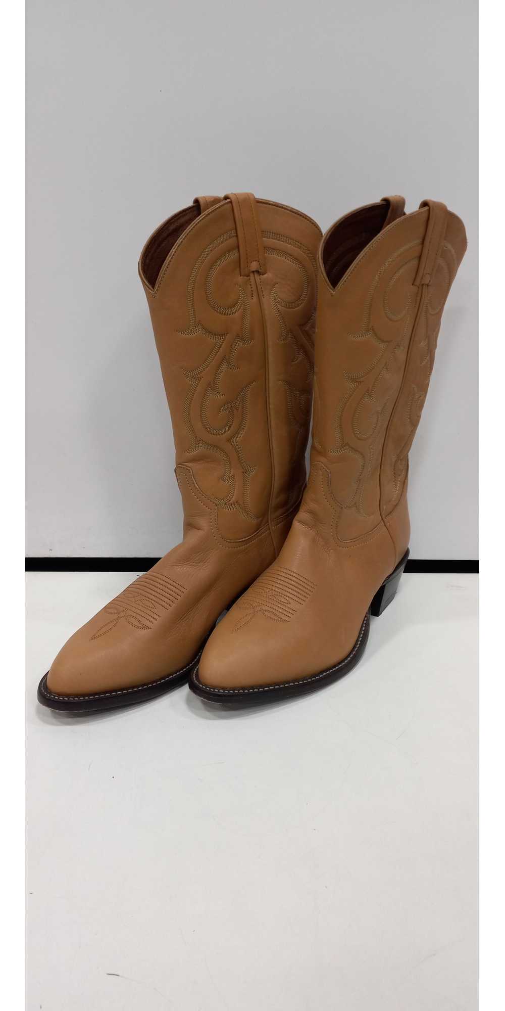 Tony Lama Men's Brown Leather Cowboy Boots Size 10 - image 1