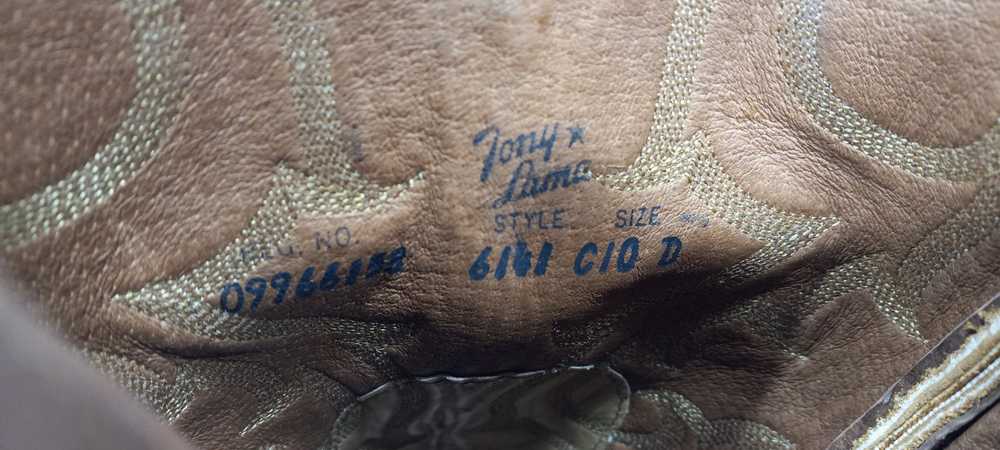 Tony Lama Men's Brown Leather Cowboy Boots Size 10 - image 6