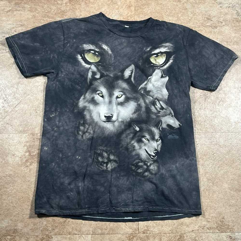 The Mountain Vintage Wolf Gray Tie Dye Graphic T-… - image 1