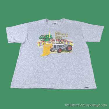 Vintage Tractor Shirt Adult LARGE Gray Gas Engine… - image 1