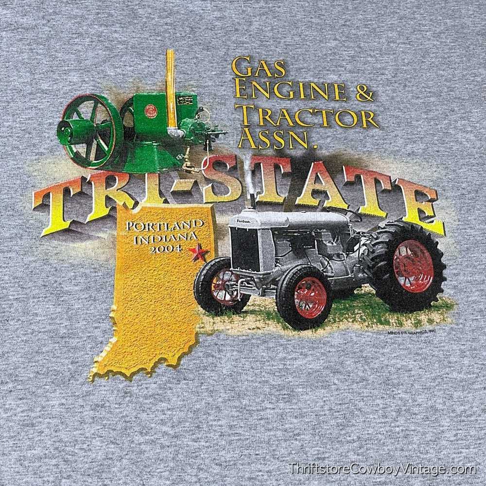 Vintage Tractor Shirt Adult LARGE Gray Gas Engine… - image 2