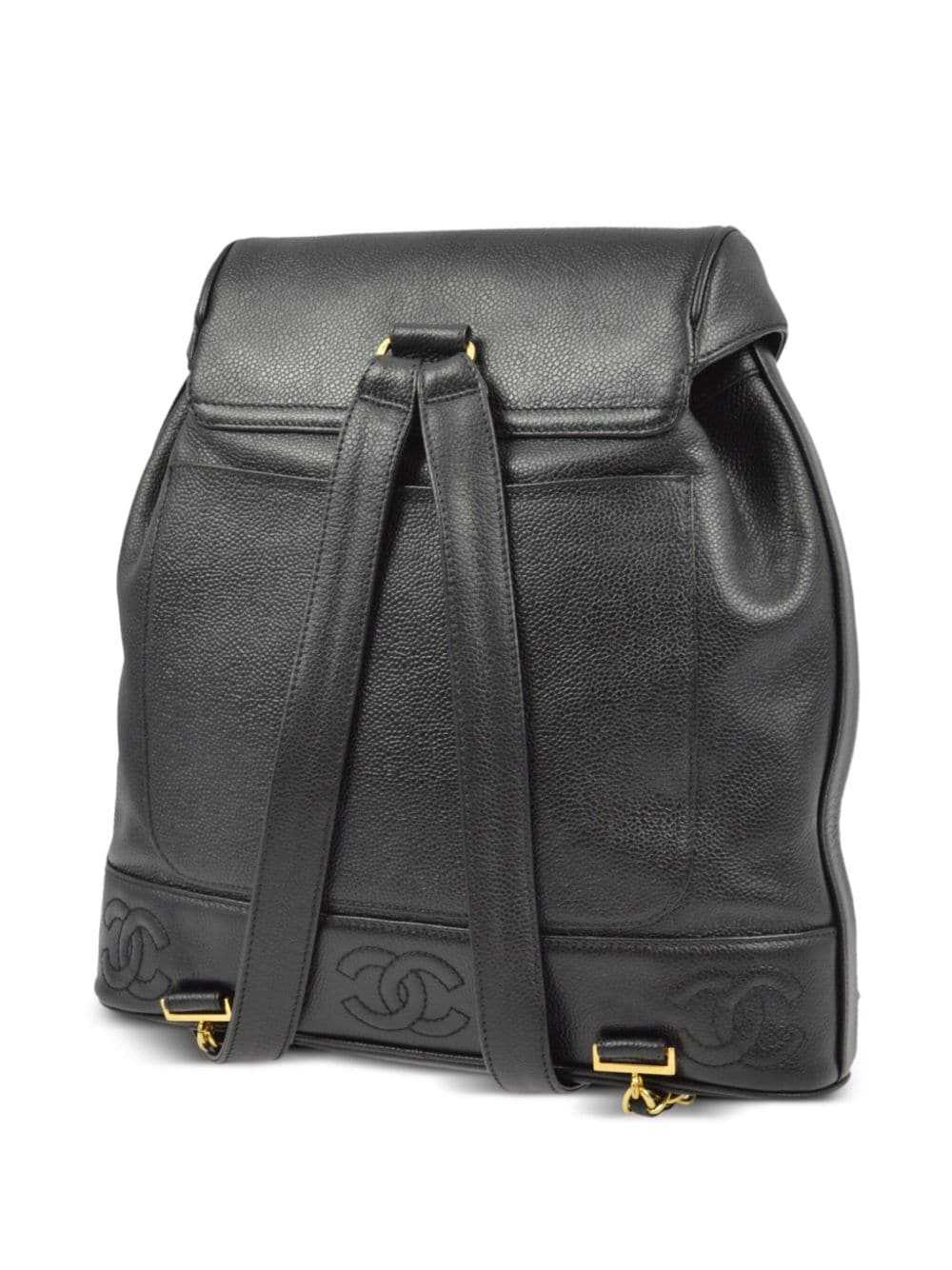 CHANEL Pre-Owned 1997 Triple CC backpack - Black - image 2