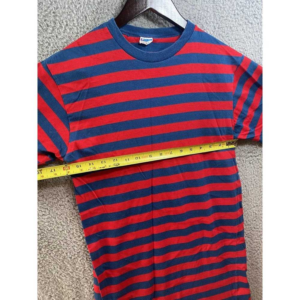1970s Vtg Champion T Shirt Large Red Blue Striped… - image 6