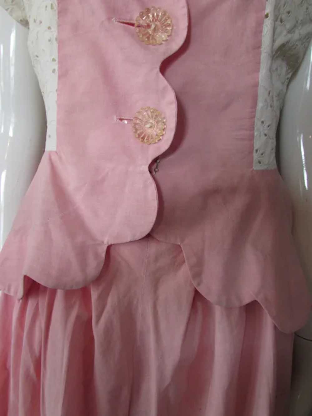 Sweet 1950 Era Two Piece Top & Skirt Pink Cotton … - image 10