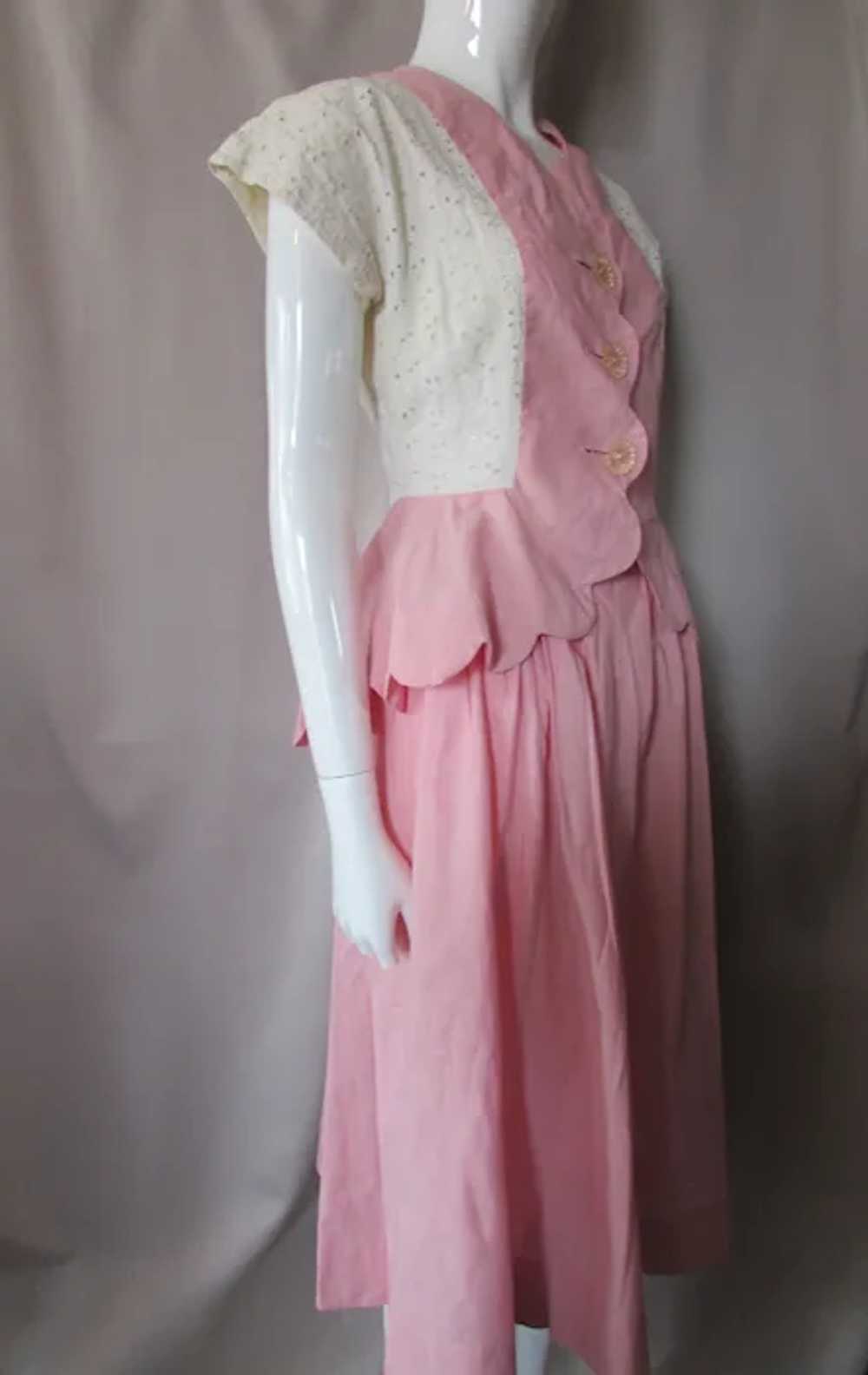 Sweet 1950 Era Two Piece Top & Skirt Pink Cotton … - image 5