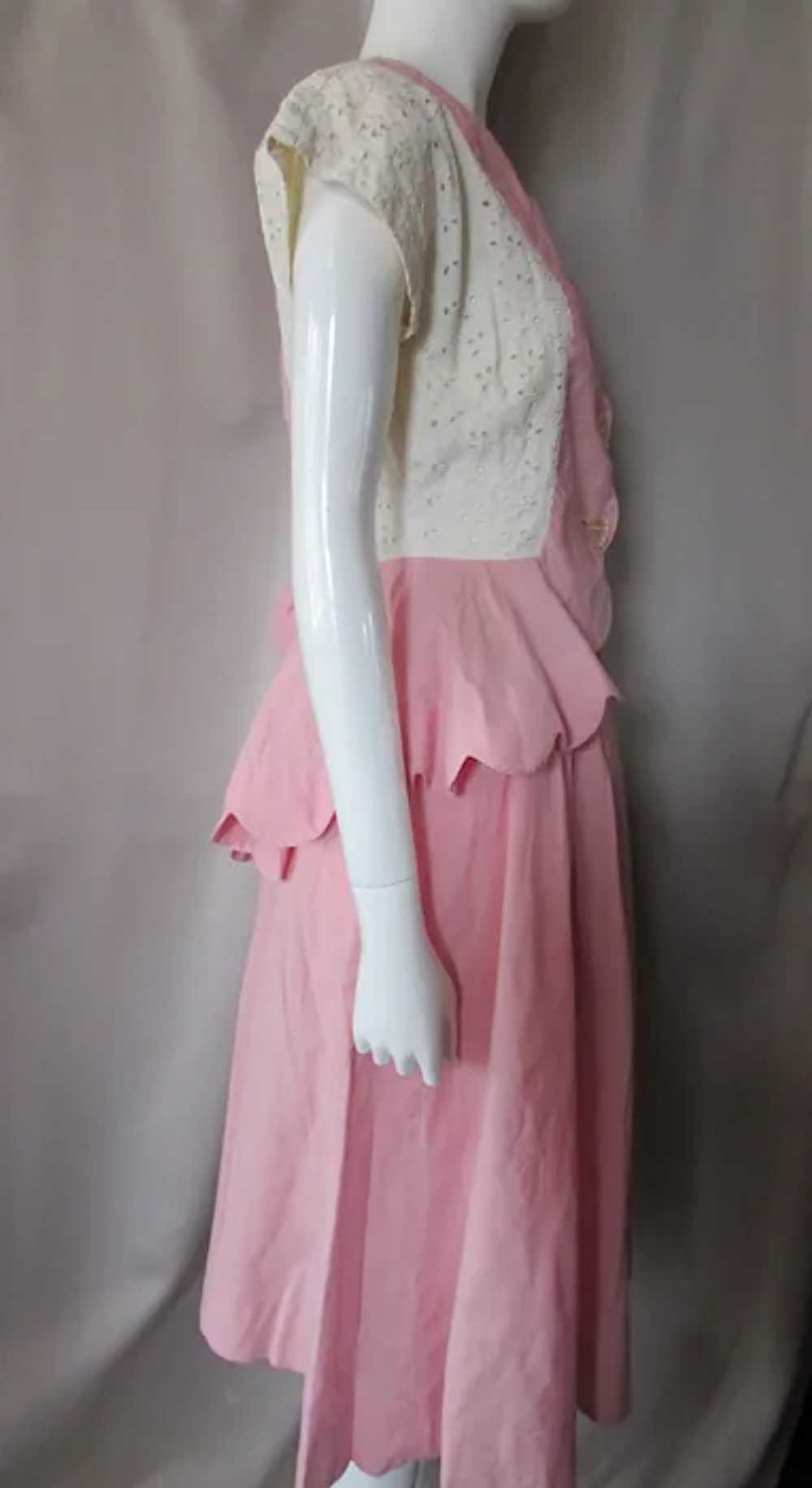 Sweet 1950 Era Two Piece Top & Skirt Pink Cotton … - image 6