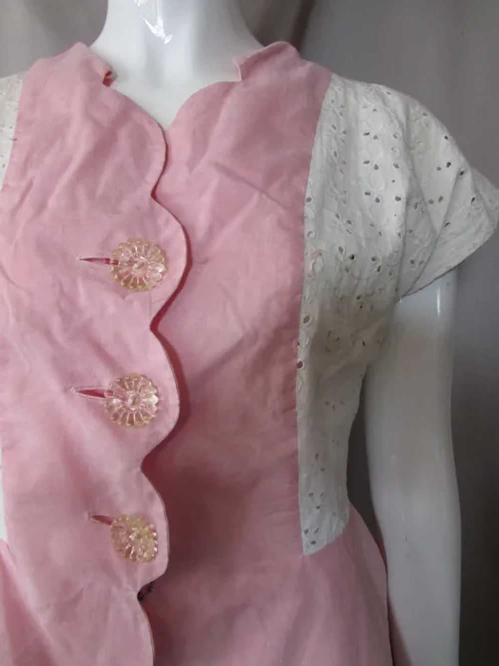 Sweet 1950 Era Two Piece Top & Skirt Pink Cotton … - image 9