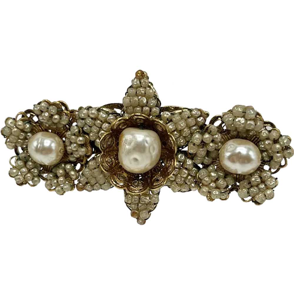 Larry Vrba Haskell-Style Faux Seed Pearl and Gold… - image 1