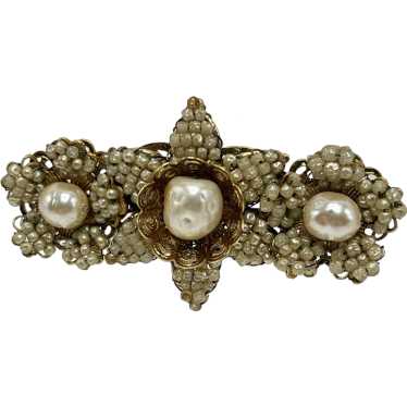 Larry Vrba Haskell-Style Faux Seed Pearl and Gold… - image 1