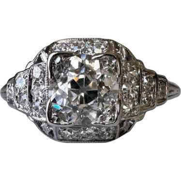 Gorgeous Art Deco Platinum 0.95Ct Solitaire Old M… - image 1