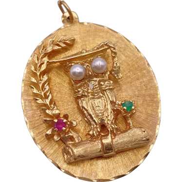 Big Jeweled Vintage Charm Wise Owl, Graduation 14… - image 1