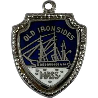 Sterling and Enamel Old Ironsides Shield Charm