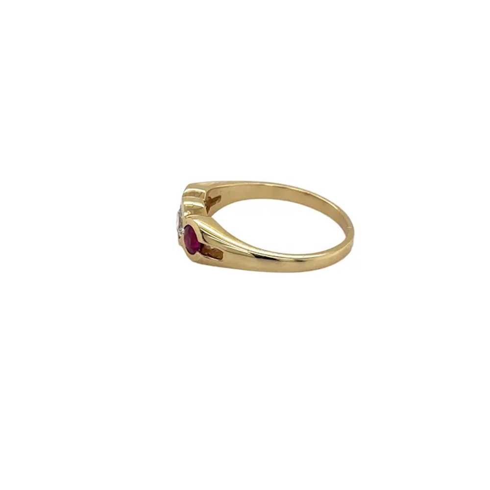 14K Yellow Gold Diamond and Ruby Ring - image 2