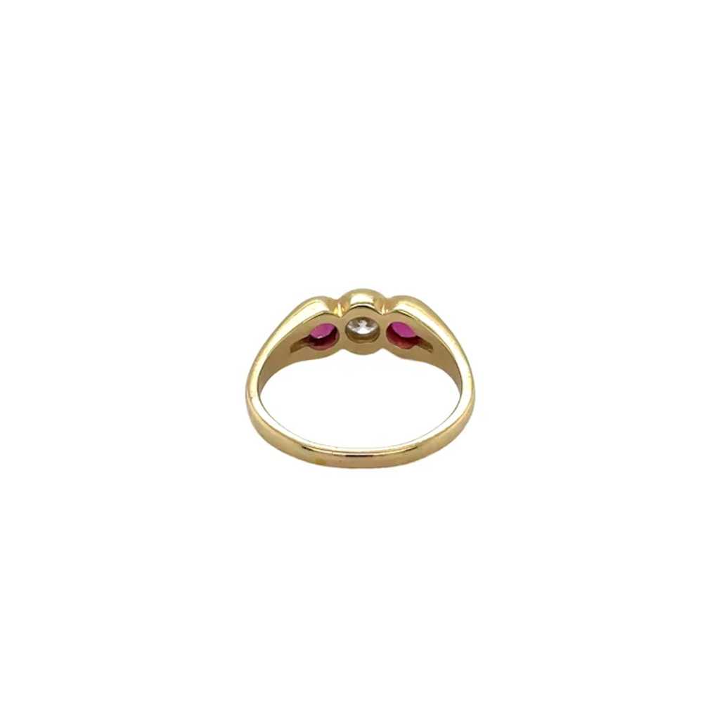 14K Yellow Gold Diamond and Ruby Ring - image 3