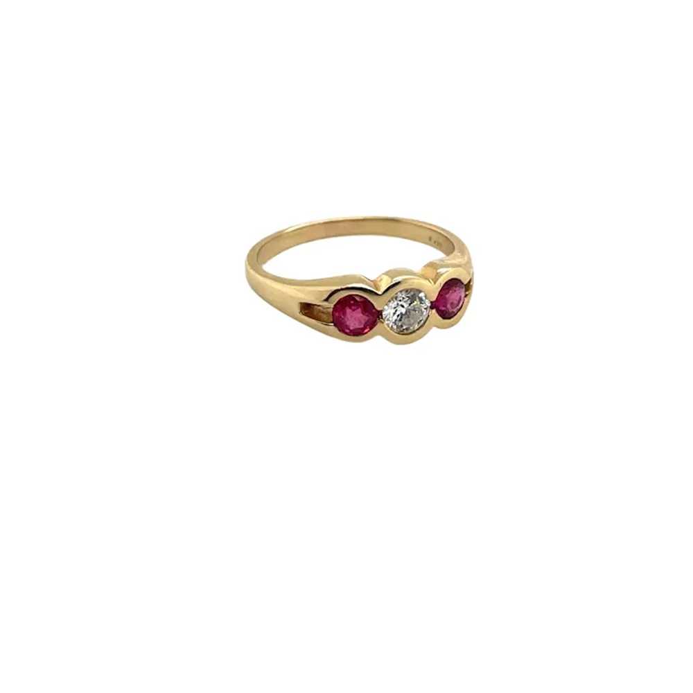 14K Yellow Gold Diamond and Ruby Ring - image 4