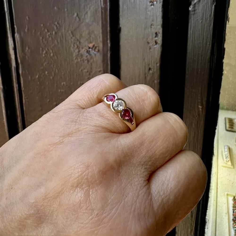 14K Yellow Gold Diamond and Ruby Ring - image 5