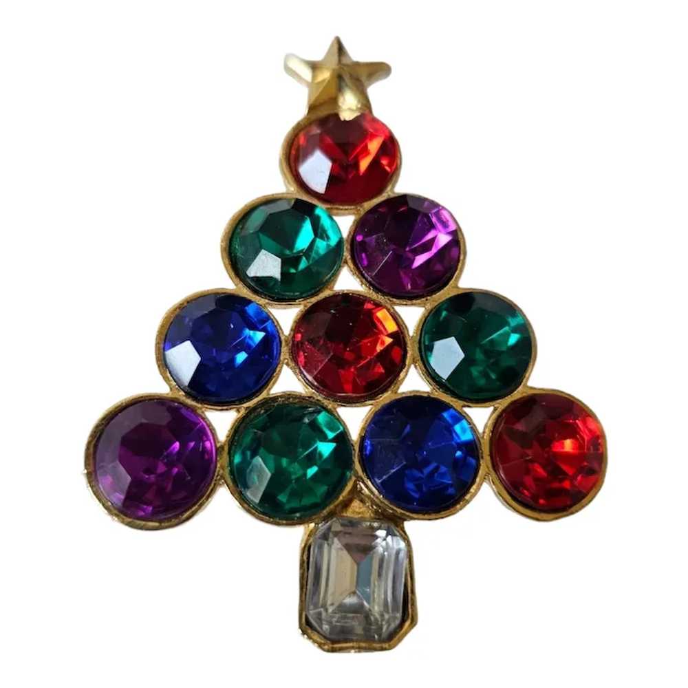 Rhinestone Christmas Tree Pin - image 3