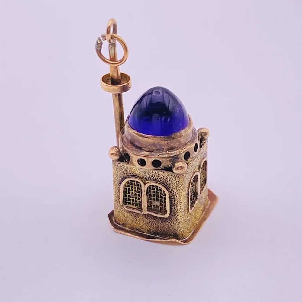 Amethyst Topped Vintage Temple Charm 14K Gold Thr… - image 2