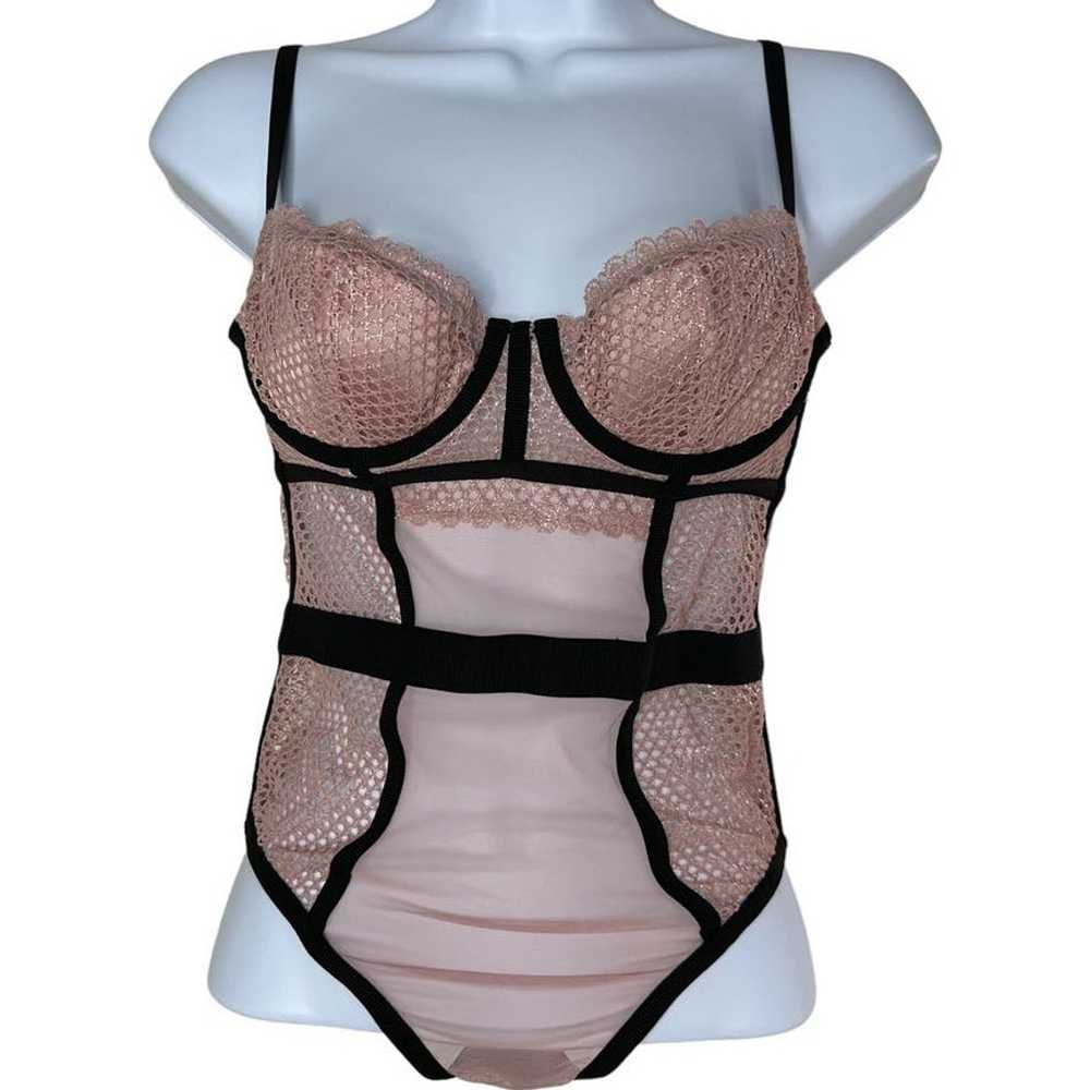 Victoria's Secret Pink and Black Lace Teddy Body … - image 1