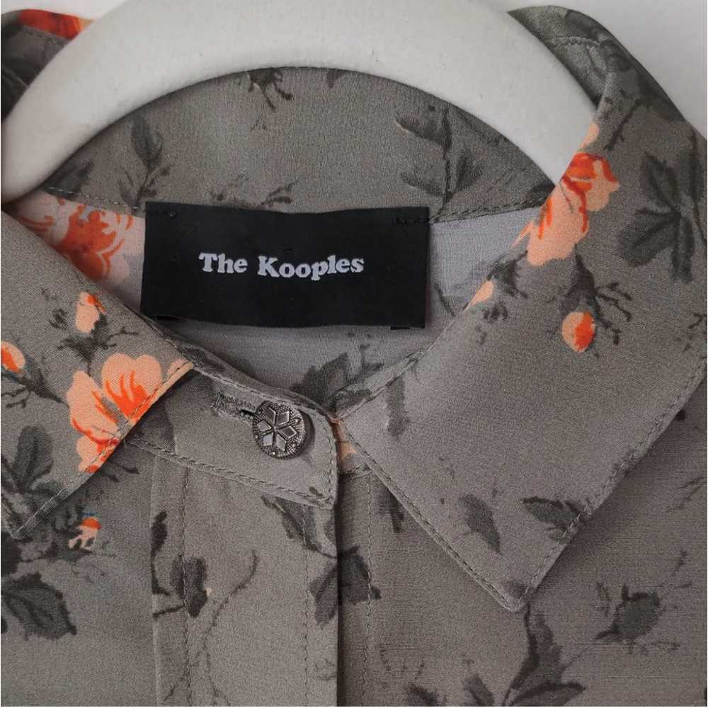 The Kooples Silk Floral Button Down Lace Hem Blou… - image 3