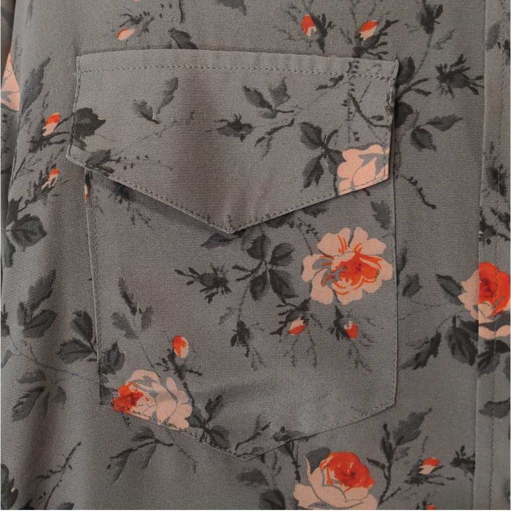 The Kooples Silk Floral Button Down Lace Hem Blou… - image 4