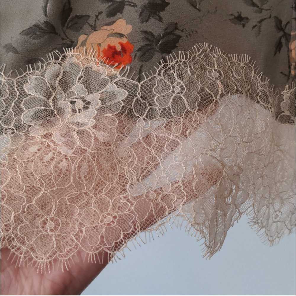 The Kooples Silk Floral Button Down Lace Hem Blou… - image 6