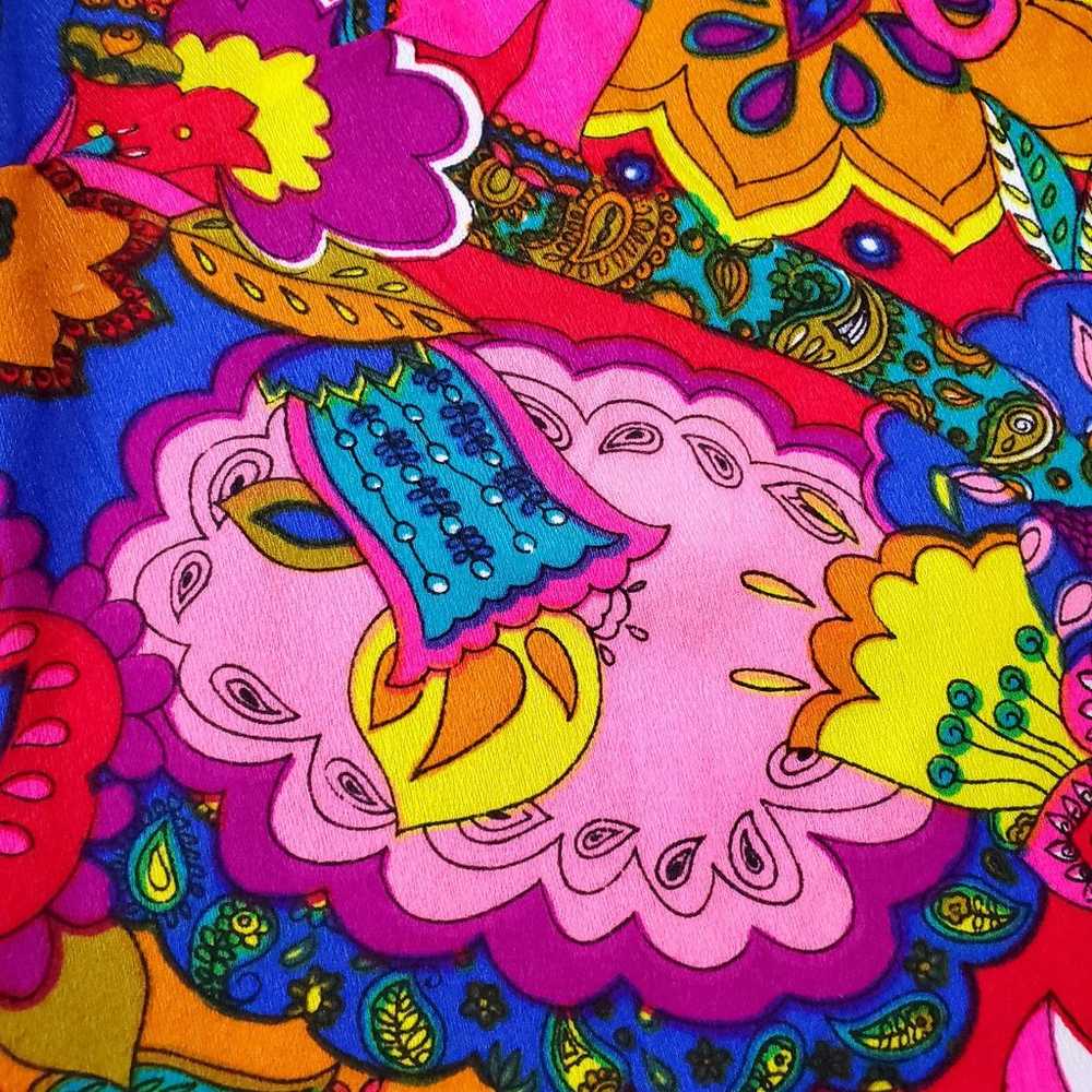 Vintage 1960s Vivo Vivid Colorful Psychedelic Top… - image 2