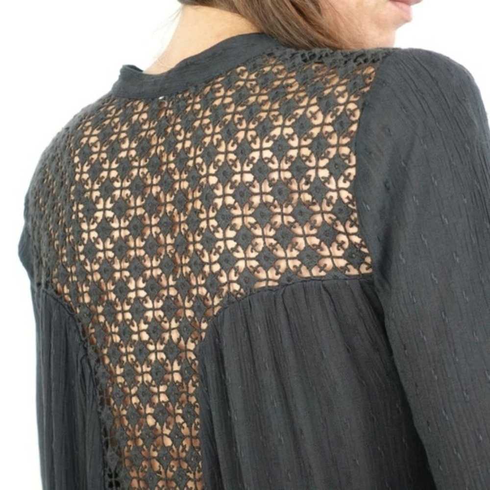 Free People The Best Crochet Lace Inset Shirt Blo… - image 2