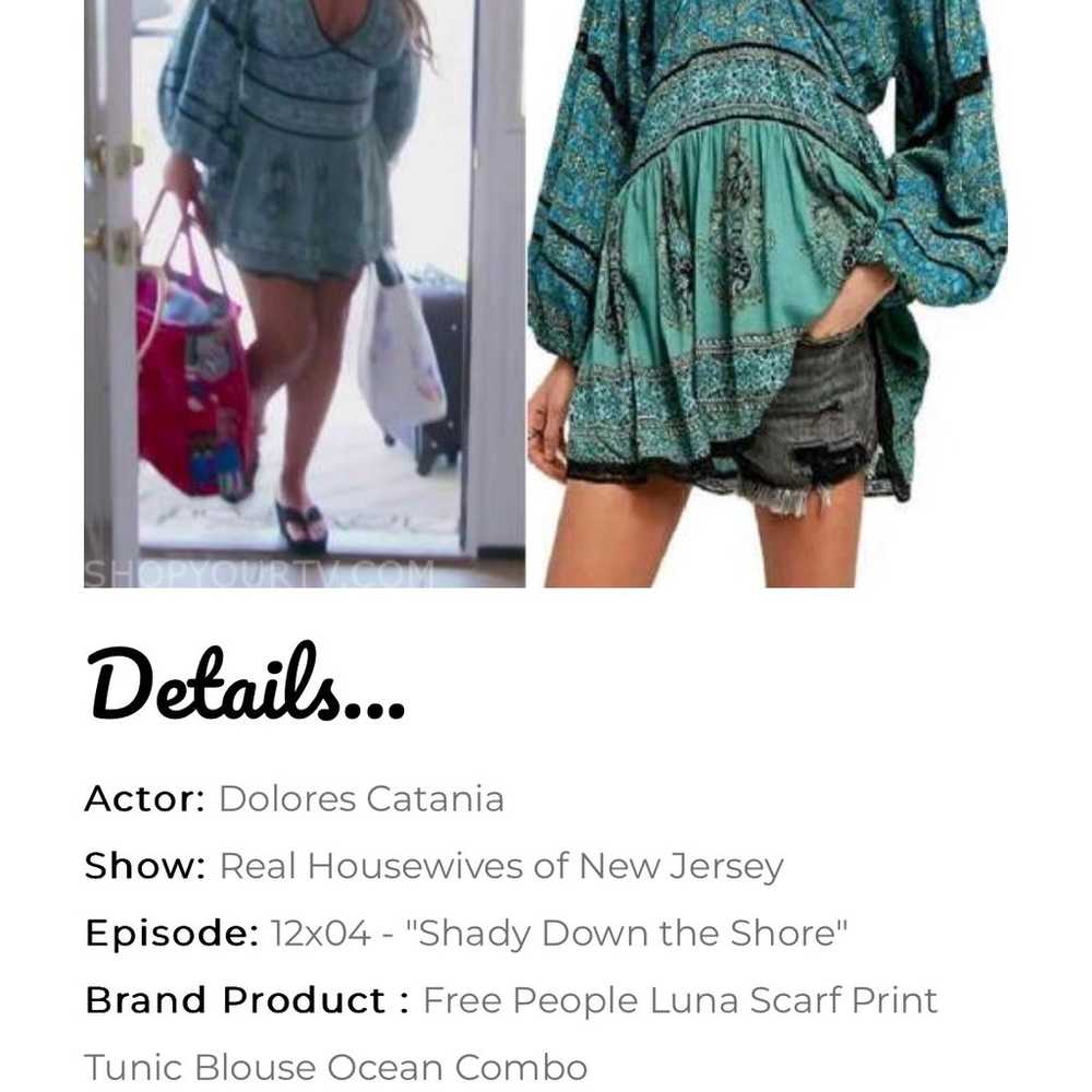 Free People Luna Scarf Print Tunic Blouse Ocean C… - image 5