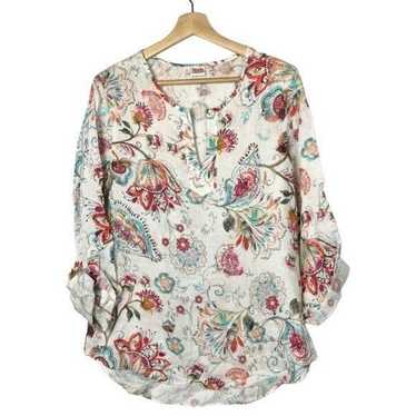 Tianello Casablanca White Red Floral Long Sleeve B