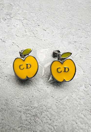 Christian Dior Earrings Authentic Yellow Apple Log