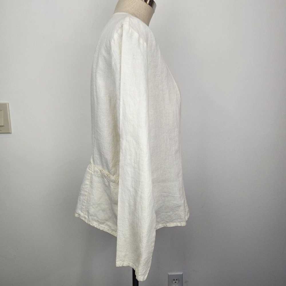 FLAX Linen Long Sleeve Button Front Shirt Womens … - image 3