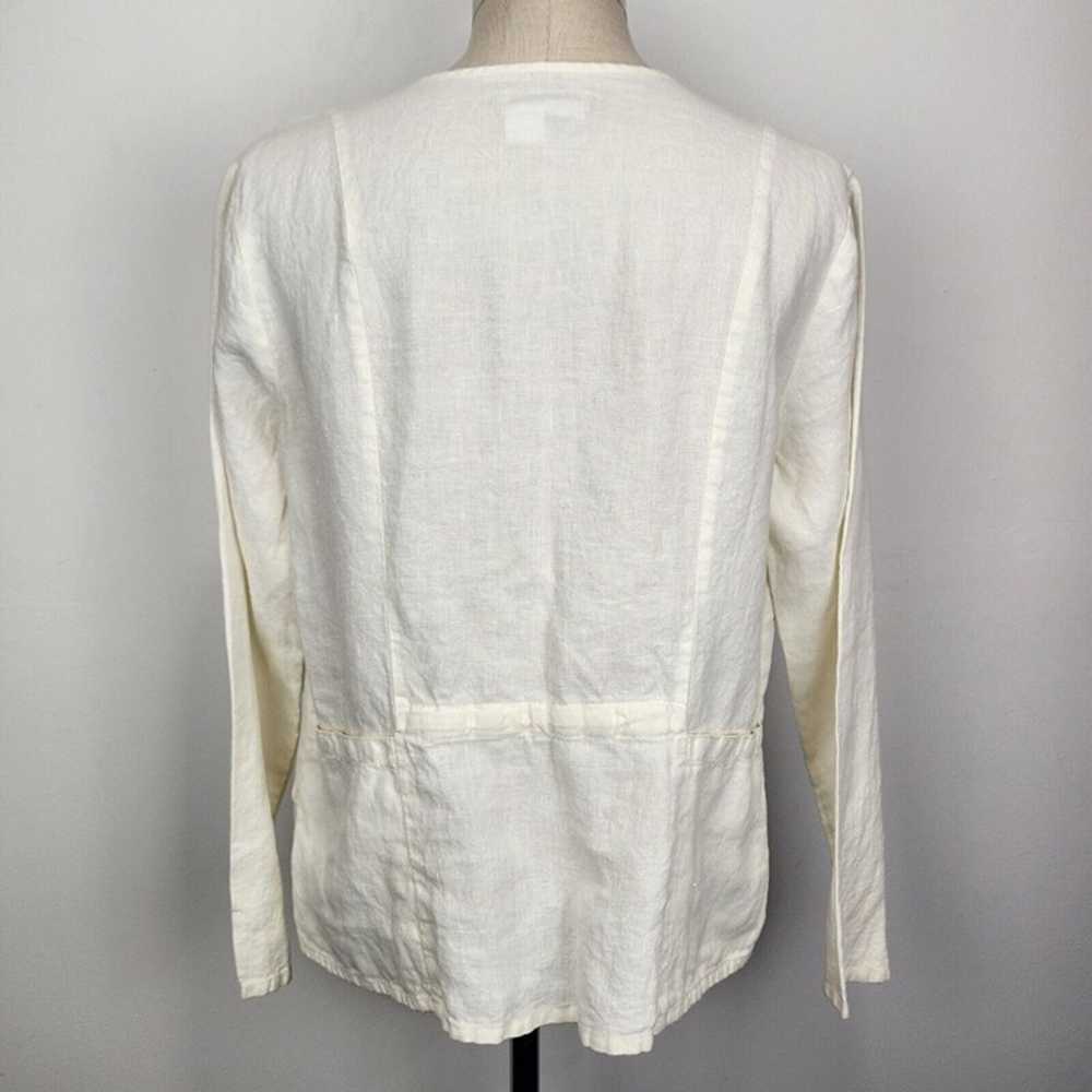 FLAX Linen Long Sleeve Button Front Shirt Womens … - image 4