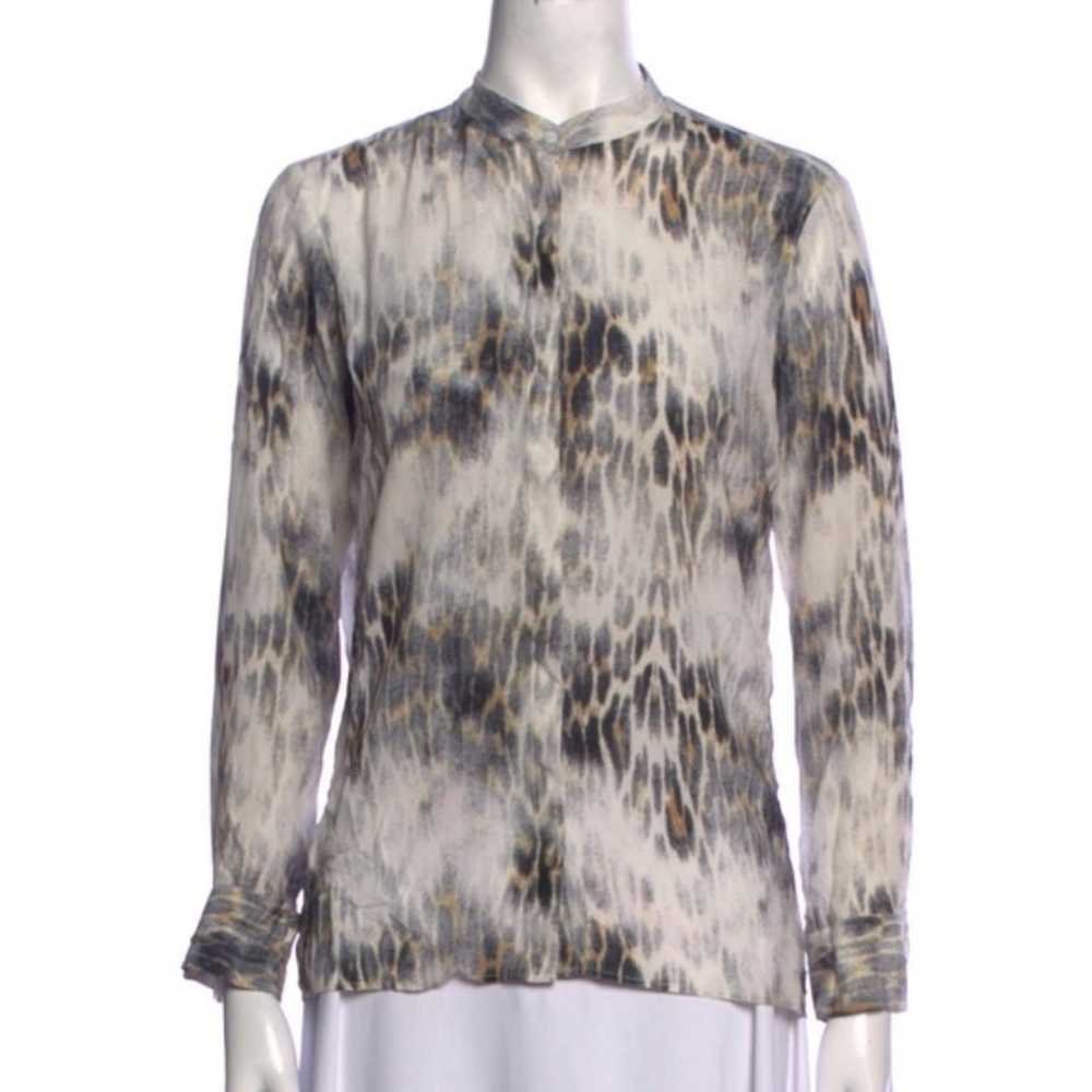 Maje Silk Long Sleeve Printed Blouse Button Down … - image 1