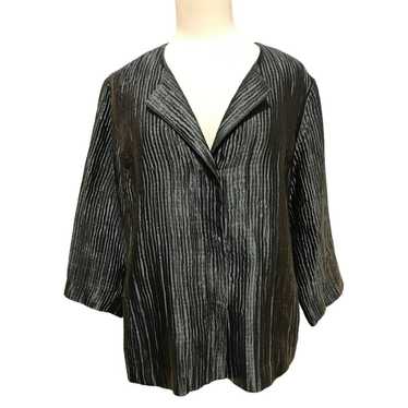 Eileen Fisher Size Large Grey Silk Blazer Jacket … - image 1