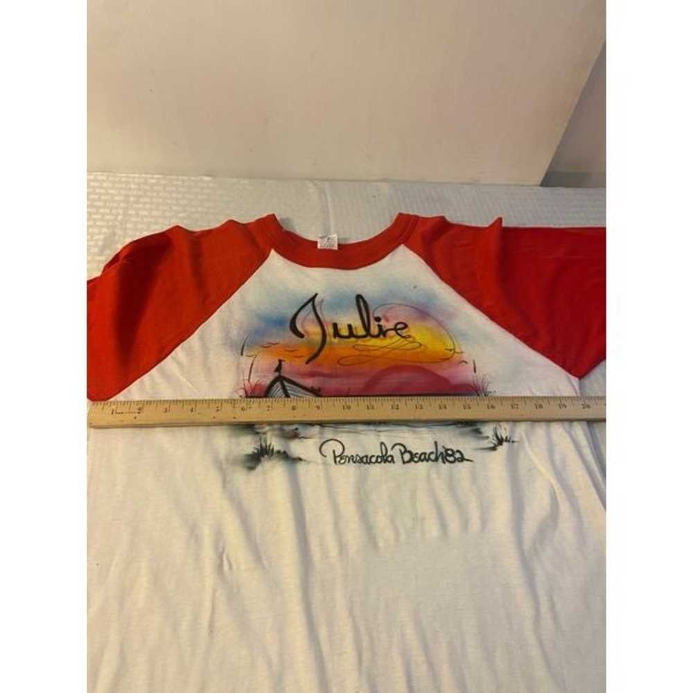 Vintage 80’s Airbrush beach baseball t shirt “Jul… - image 5